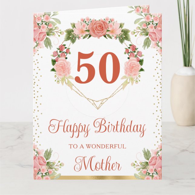 Tarjeta de cumpleaños para madre con rosas de colo (Anverso)