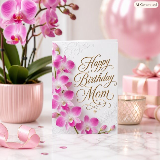 Tarjeta de cumpleaños para madre Elegante orquídea (Subido por el creador)