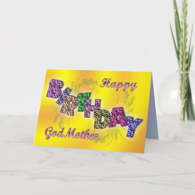 Tarjeta de cumpleaños para madrina con texto flora (Anverso)