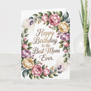 Tarjeta de cumpleaños para mamá – Acuarela floral 