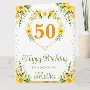 Tarjeta de cumpleaños para mamá con margaritas y f