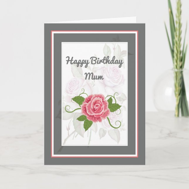 Tarjeta de cumpleaños para Mamá con Rosa (Anverso)