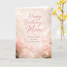 Tarjeta de cumpleaños para mamá de rosa rosa elega
