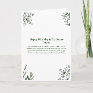 Tarjeta de cumpleaños para mamá enfermera