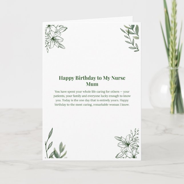 Tarjeta de cumpleaños para mamá enfermera (Anverso)