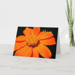 Tarjeta de cumpleaños para mamá, gran flor naranja