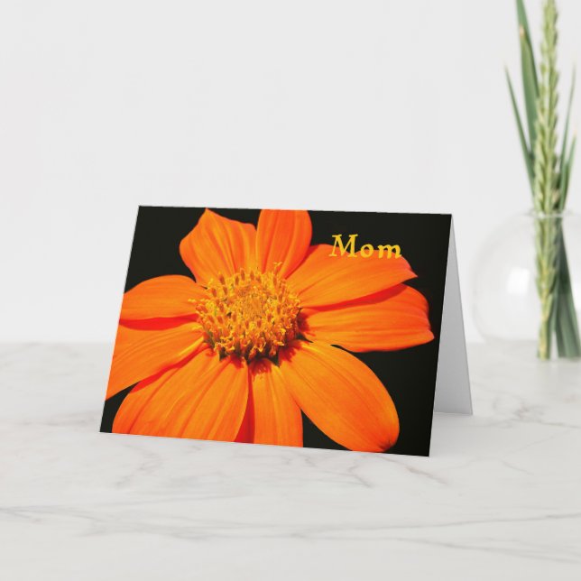 Tarjeta de cumpleaños para mamá, gran flor naranja (Anverso)