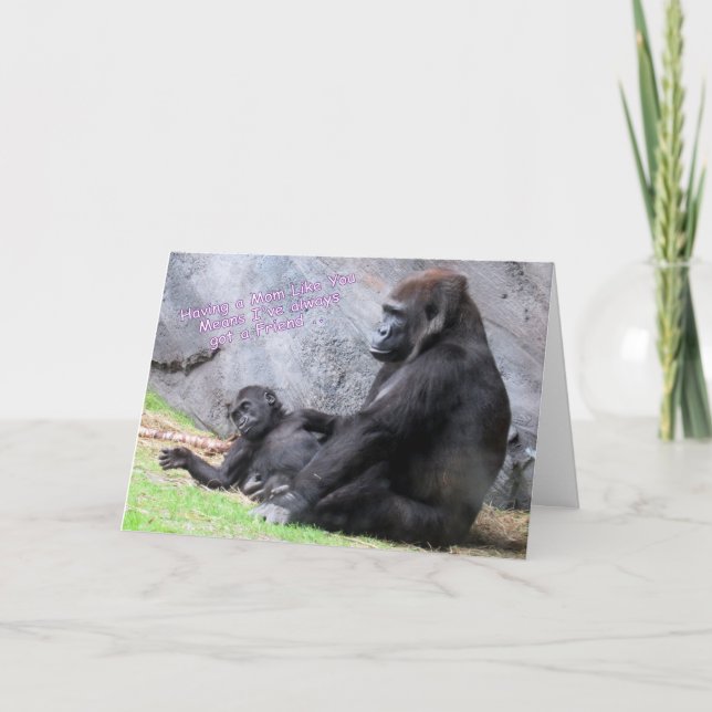 Tarjeta de cumpleaños para mamá — Mami y Baby Gori (Anverso)