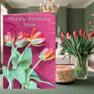 Tarjeta de cumpleaños para mamá Tulipanes Vibrante