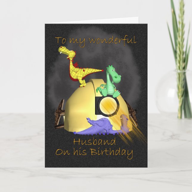 Tarjeta de cumpleaños para marido - Dragones para  (Anverso)