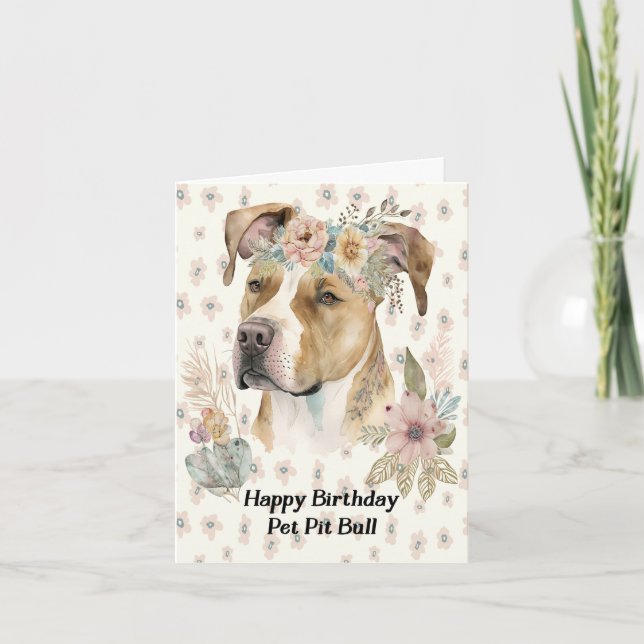 Tarjeta de cumpleaños para Mascota Pit Bull (Anverso)