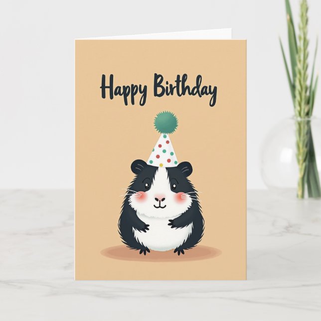 Tarjeta de cumpleaños para mascotas con sombrero d (Anverso)
