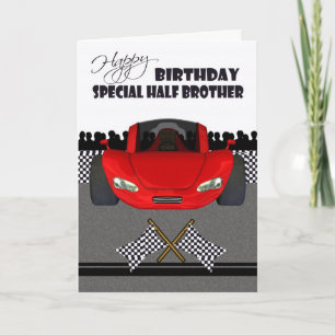 Tarjeta de cumpleaños para medio hermano, coche de