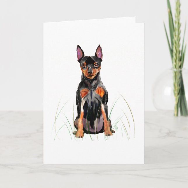 Tarjeta de cumpleaños para Miniature Pinscher, (Anverso)