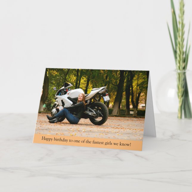 Tarjeta de cumpleaños para motocicletas de Chica m (Anverso)