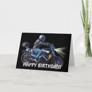 Tarjeta de cumpleaños para motociclistas nocturnos