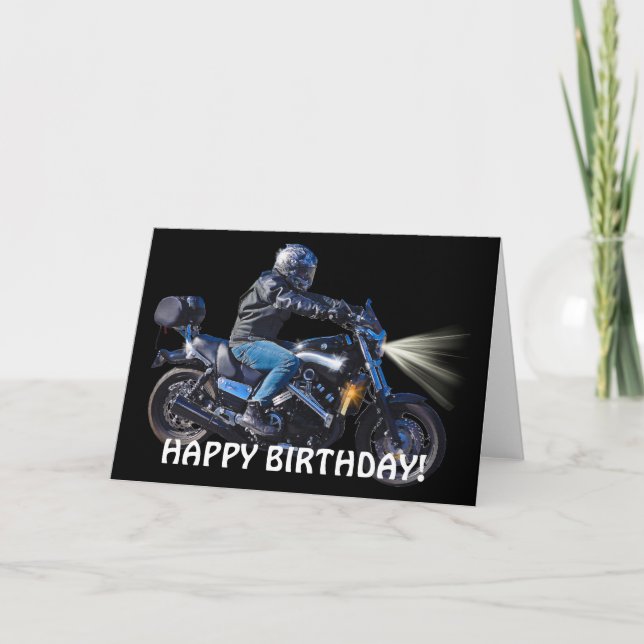 Tarjeta de cumpleaños para motociclistas nocturnos (Anverso)