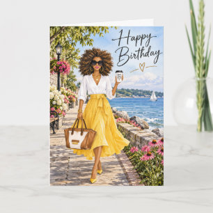 Tarjeta de cumpleaños para mujer afroamericana