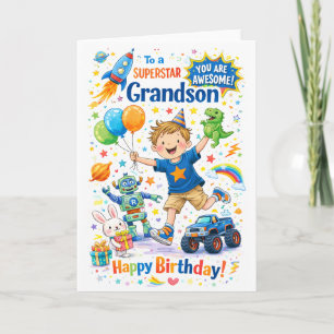 Tarjeta de cumpleaños para nieto Superestrella
