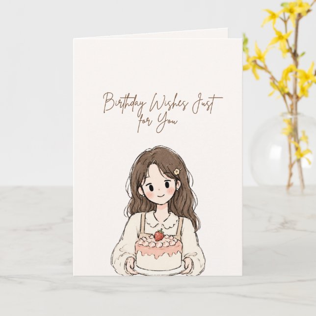 Tarjeta de cumpleaños para niña adorable (flor amarilla)