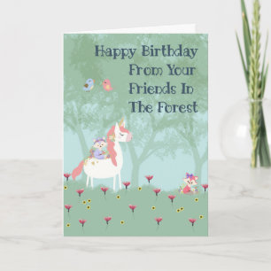 Tarjeta de cumpleaños para niña Amigos del bosque