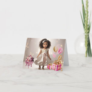 Tarjeta de cumpleaños para niña con cabello rizado