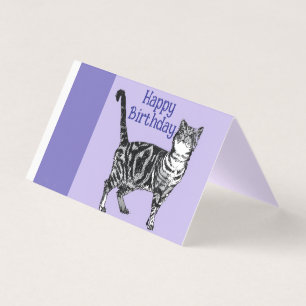 Tarjeta de cumpleaños para niñas con gato atigrado