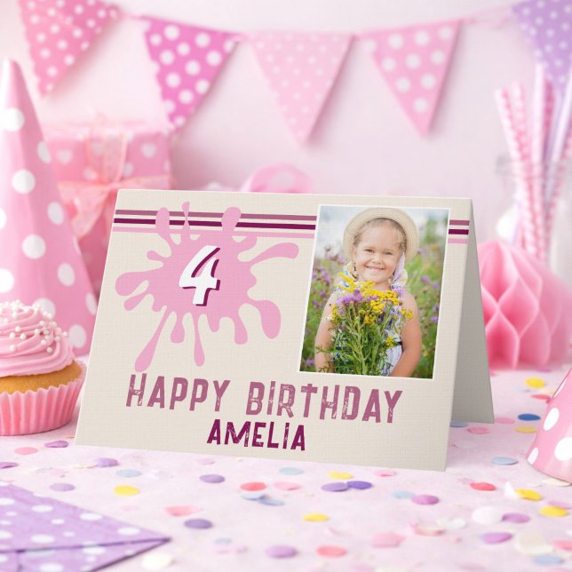Tarjeta de cumpleaños para niñas con salpicadura d (Subido por el creador)