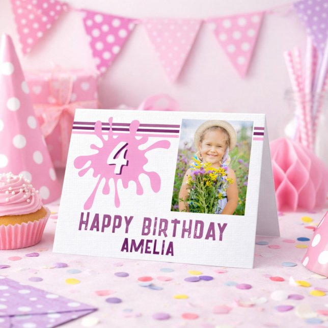 Tarjeta de cumpleaños para niñas con salpicadura d (Subido por el creador)