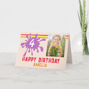 Tarjeta de cumpleaños para niñas con salpicadura d