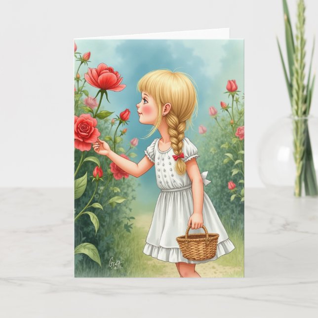 Tarjeta de cumpleaños para niñas de jardín (Anverso)