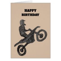Tarjeta de cumpleaños para niño con boceto de moto