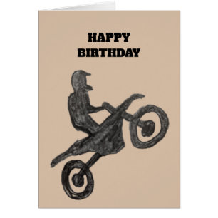 Tarjeta de cumpleaños para niño con boceto de moto