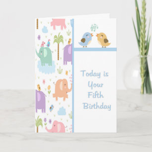 Tarjeta de cumpleaños para niño de cinco años