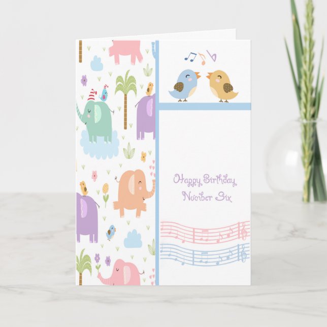 Tarjeta de cumpleaños para niño de seis años (Anverso)