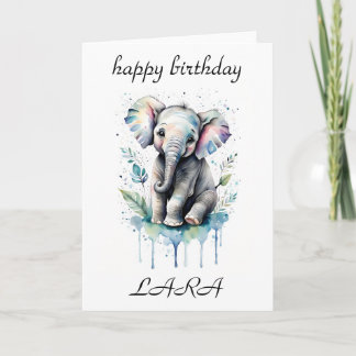 Tarjeta de cumpleaños para niños chica de elefante