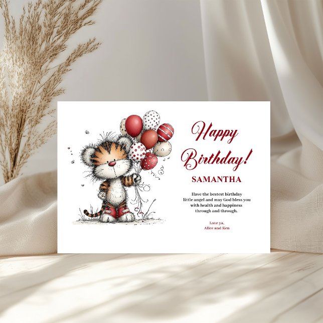 Tarjeta de cumpleaños para niños con estilo de ani (Magical whimsical animals birthday style kids greeting card

)