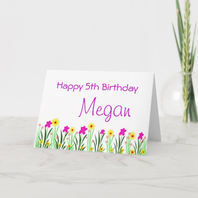 Tarjeta de cumpleaños para niños con flores bonita (Anverso)