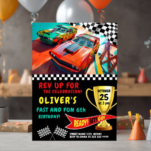 Tarjeta de cumpleaños para niños de carrera rápida