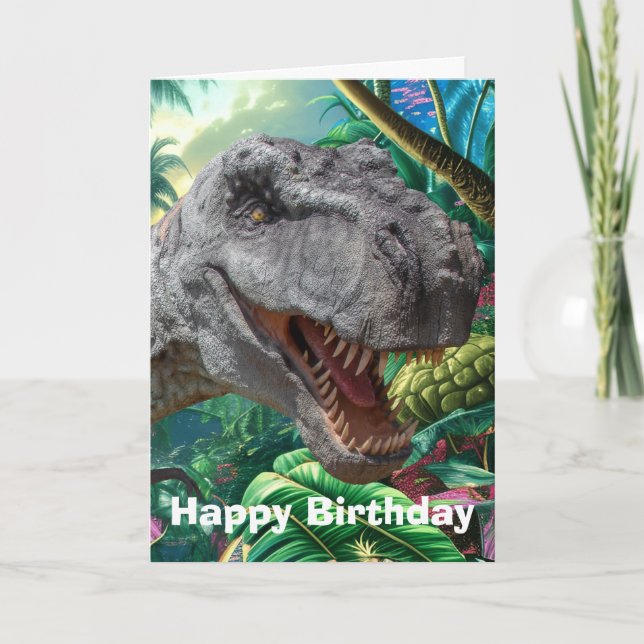 Tarjeta de cumpleaños para niños de Dinosauria (Anverso)