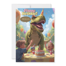 Tarjeta de cumpleaños para niños de dinosaurios
