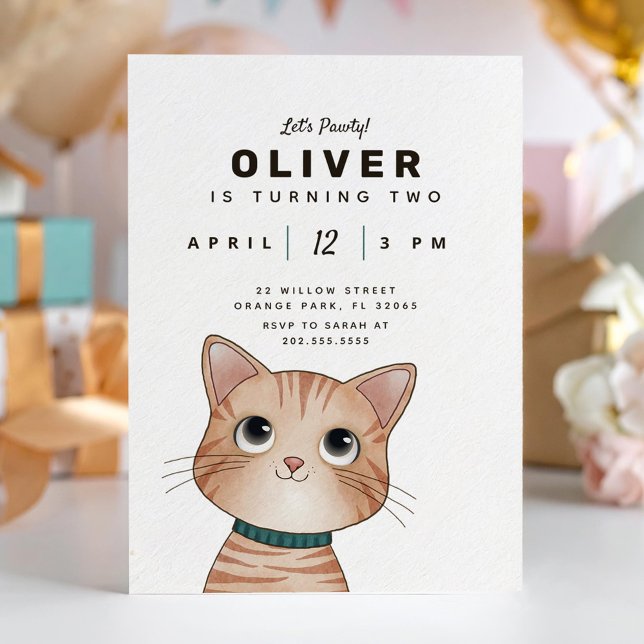 Tarjeta de cumpleaños para niños de gatito (Subido por el creador)