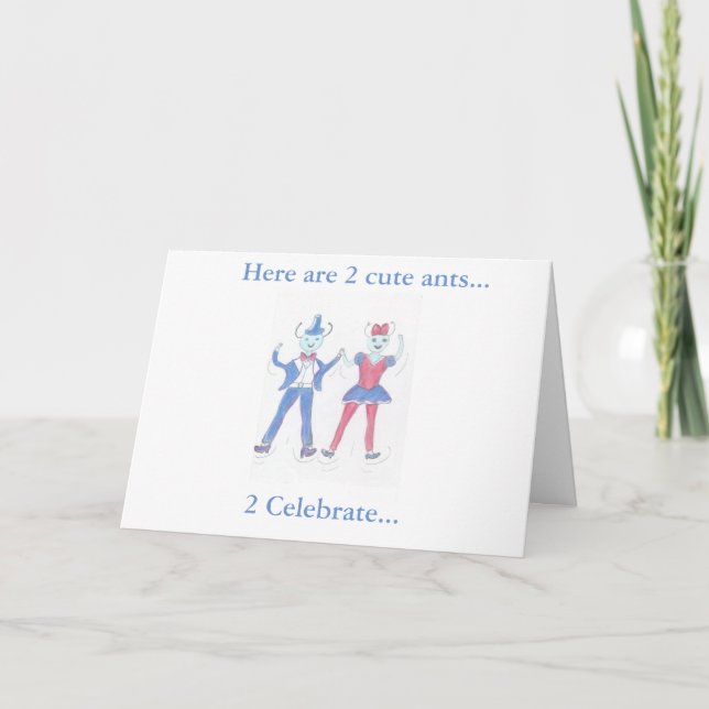 Tarjeta de cumpleaños para niños de hormigas baila (Anverso)