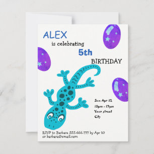 Tarjeta de cumpleaños para niños de lagarto Gecko