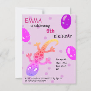 Tarjeta de cumpleaños para niños de lagarto Gecko