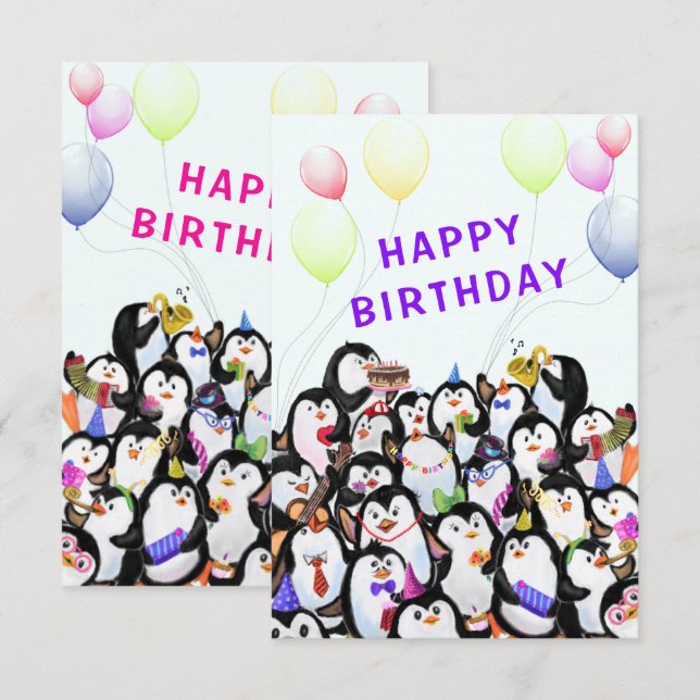 Tarjeta de cumpleaños para niños Feliz fiesta de p (Anverso / Reverso)