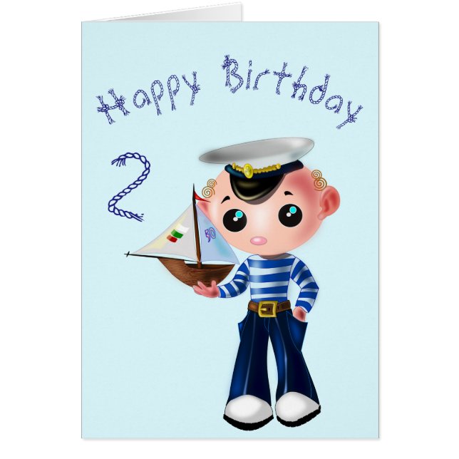 Tarjeta de cumpleaños para niños pequeños marinero (Frente)