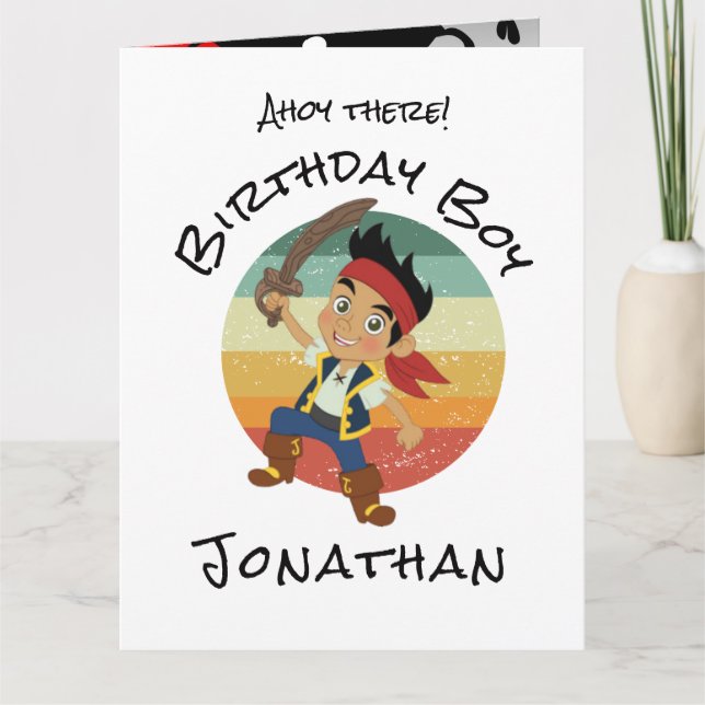 Tarjeta de cumpleaños para niños piratas (Anverso)