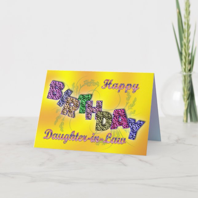 Tarjeta de cumpleaños para nuera con texto floral (Anverso)
