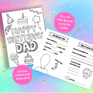 Tarjeta de cumpleaños para papá: complete los espa